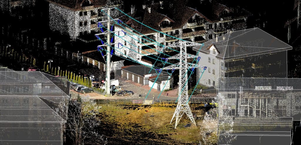 Model 3D słupów wysokiego napięcia